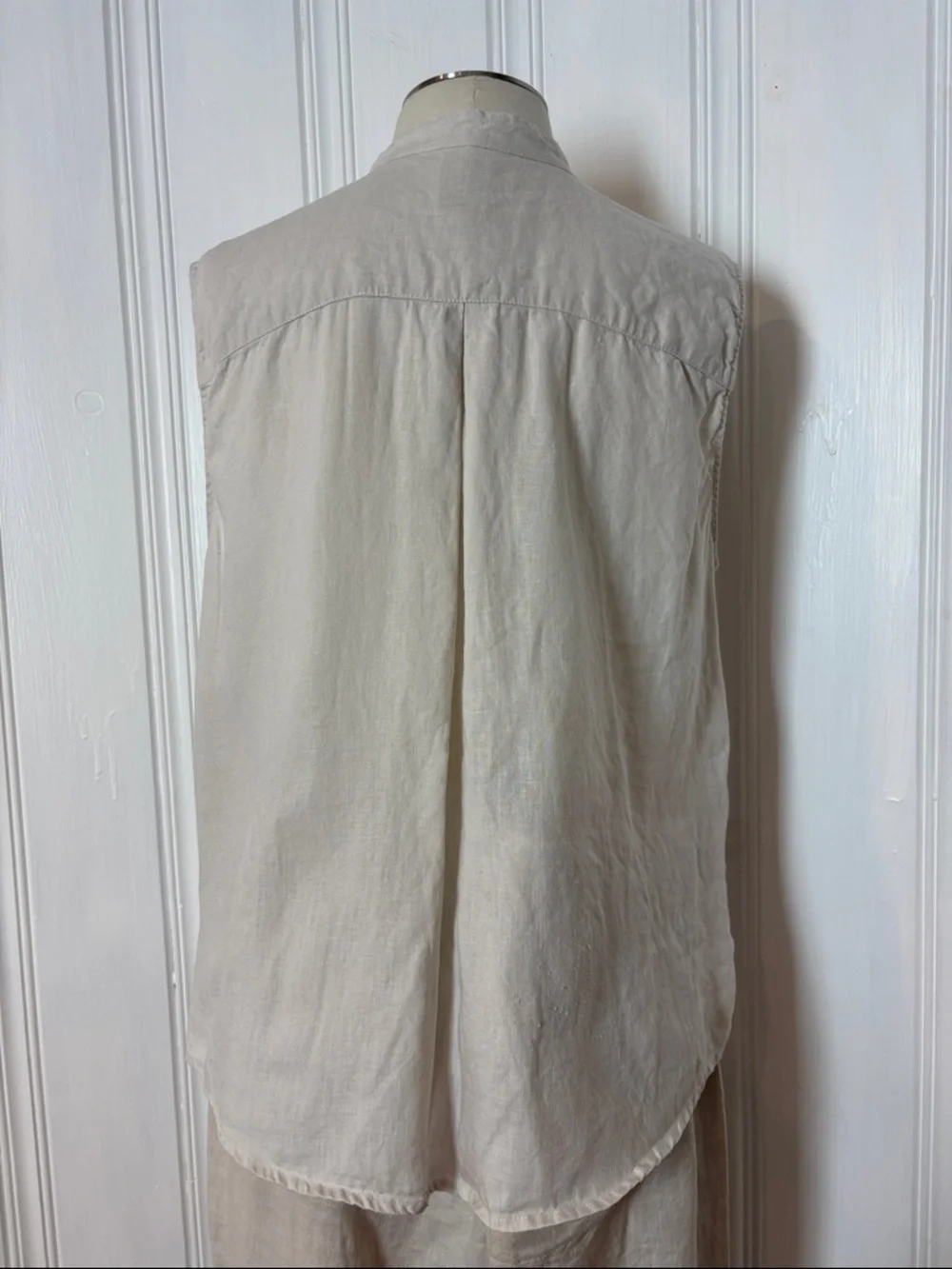 TRISTAN 100% Linen Set | Beige Jogger Pants & Sleeveless Button Shirt | Size XL - Picture 6 of 13